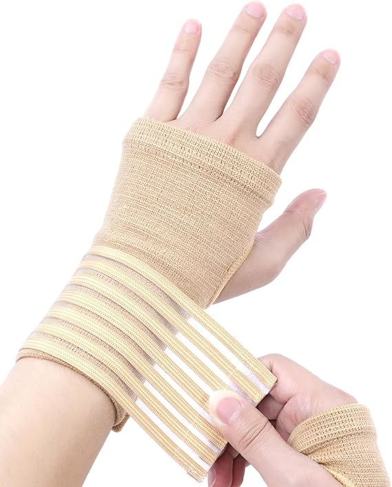 AOOWU Wrist Brace, 2 Pack Breathable Wrist Support Brace, Elastic Wrist Support with Strap, Wrist Compression Wrap, Adjustable Wrist Strap for Relieves Pain from Carpal Tunnel, Fractures, Sprains