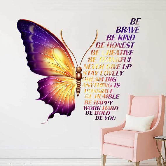 Large Colorful Inspirational Wall Decals Butterfly Wall Art Stickers