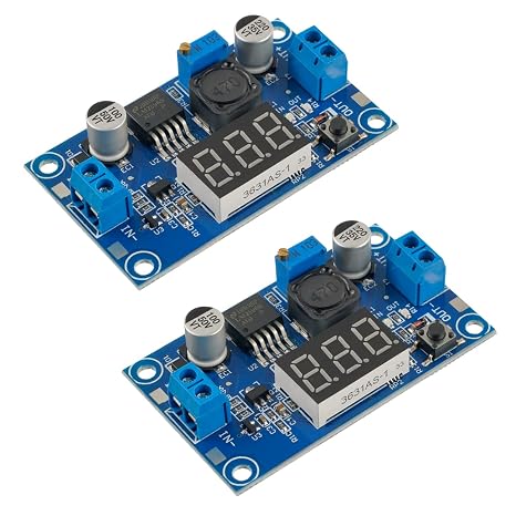 LM2596 Buck Converter with Voltmeter Display Buck Module DC-DC 4.0-40V to 1.25-37V 2A Voltage Adjustable Buck Converter Module(Pack of 2 Pcs)