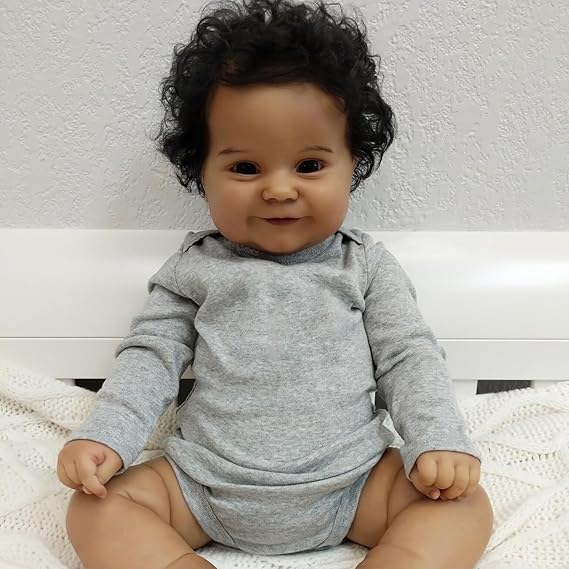 Terabithia 20" African American Reborn Baby Doll, Soft Weighted Realistic Girl, Dark Brown Skin, Sweet Smile