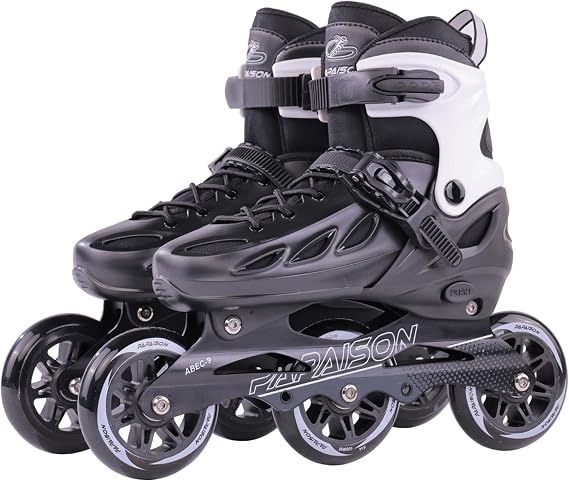 PAPAISON Adult Adjustable Inline Skates for Men Women with 3 100mm Wheels, Outdoor Blades Female Male Fitness Speed Racing Skates, Roller Skates for Teens Boys Girls