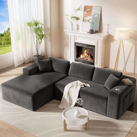 CAMMOO 108" L-Shaped Boneless Sectional Sofa, Cloud Couch in One Box
