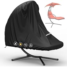 COSHNIBI Patio Hanging Chaise Lounge Cover,73 Inch Heavy Duty Waterproof Outdoor Curved Steel Hammock Lounger Chairs Swing Cover,Black