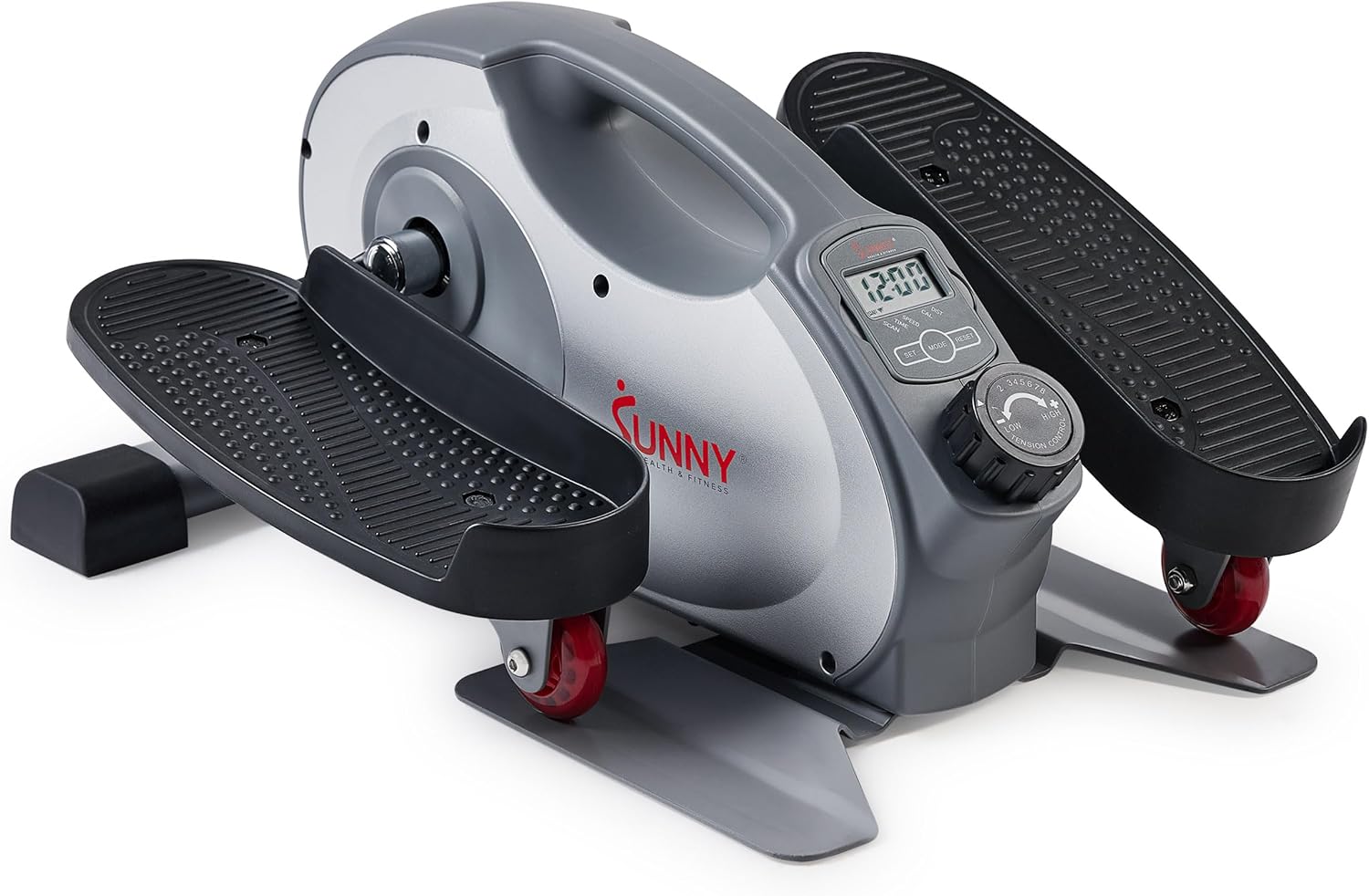 Sunny Health & Fitness Kompakter Untertisch-Ellipsentrainer Tragbare Pedal-Trainingsmaschine für das Heimtraining 2-in-1 Cross-Trainer zum Sitzen oder Stehen Optionale Kostenlose SunnyFit-App