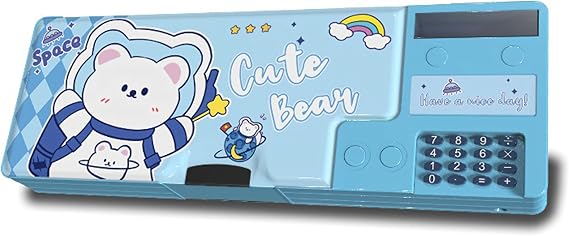 Pop Up Multifunction Pencil Case for Boys and Girls with Calculator, Sharpener, Cute School Supplies Pencil Box, Stationery Organizer, Best Gift Birthday Present for Kids(Blue)