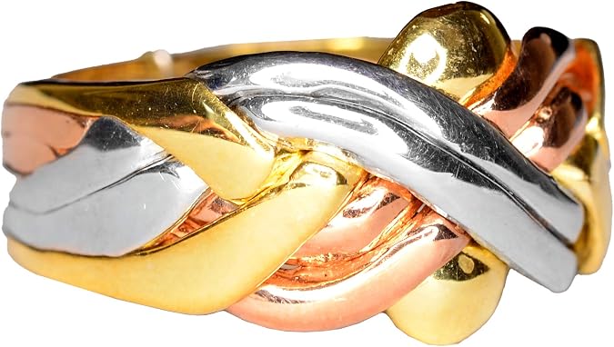KAMBO 925 Sterling Silver Men's Puzzle Ring, 6-Piece Design, 7/16 in. (11 mm) Wide