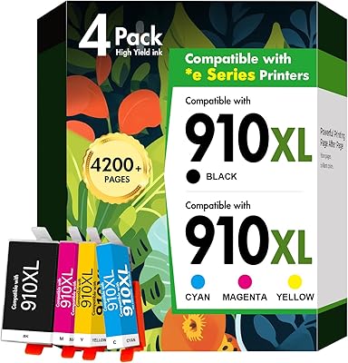 910XL 910 8015e Ink Cartridges Combo Pack Replacement for HP Printer 8025e 910 XL 910XL910 Black and Color Multipack for OfficeJet Pro 8015e 8025e 8028e 8020 8035e 8034e 8020e 8028 8025 8010