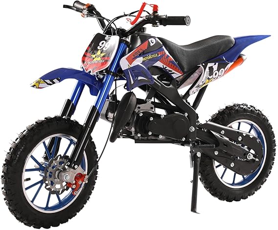Haloppe 50cc Mini Dirt Bike for Kids,2-Stroke Gas Power Pocket Motorbike,Mini Pit Bikes Motorcycle,Off Road Mini Motorcycle,Max Load 331Lbs & Max Speed 40KM/H (Blue1)