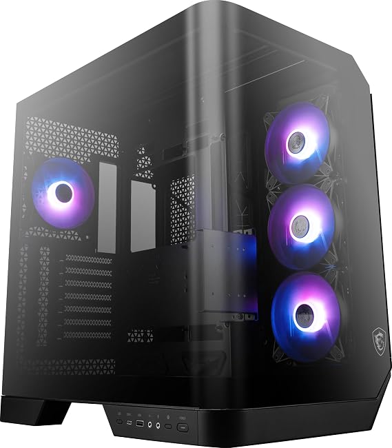 msi MAG PANO 120R PZ - ATX Mid-Tower Gaming PC Case - 270-degree Tempered Glass Panel - Liquid Cooling Support up to 360mm Radiator - Pre-Installed 7 ARGB Fans - VGA Bracket