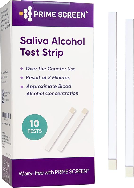 Prime Screen Saliva Alcohol Test Strip, High Accurate Home Test, Result in 2 Minutes - 10 Tests