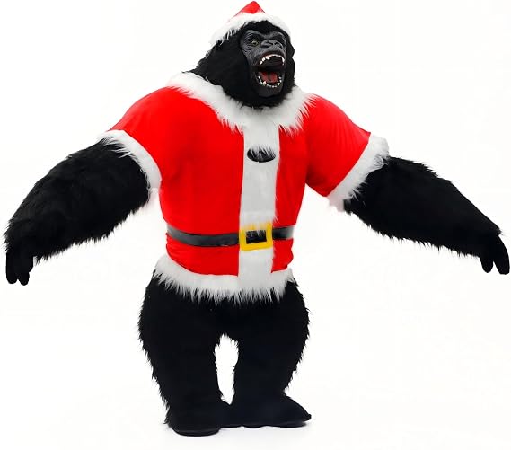 Giant Christmas Gorilla Costume 8.2ft/9.5ft Inflatable King Kong Costume Blow up Xmas Mascot Costume Party Suit