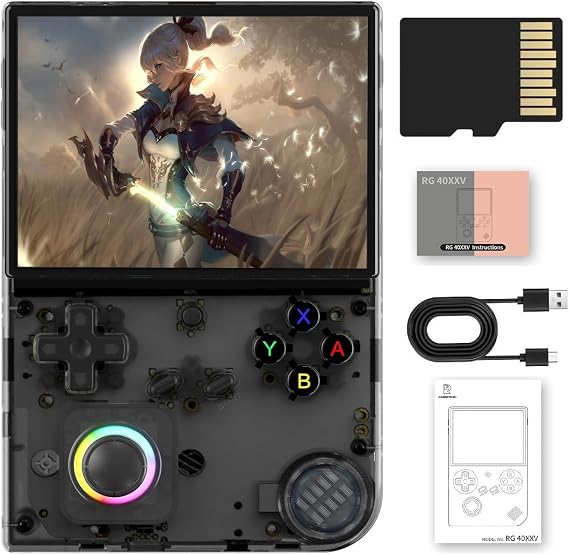 Anbernic RG40XX V Retro Handheld Game Console , RG40XXV 4.0 Inch IPS Screen Linux System Built-in 64G TF Card 5528 Games Support TV Output 5G WiFi Bluetooth 4.2(Black)