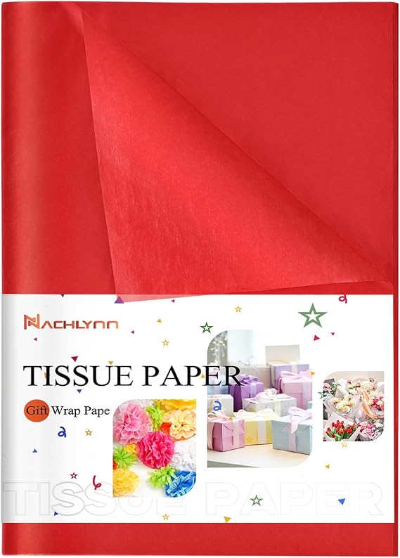 NACHLYNN 90 Sheets Christmas Tissue Paper 20 x 14 inches Baby Shower Red Wrapping Tissue Paper Bulk for Gift Bags Packaging Christmas Party Decor (Multicolor)