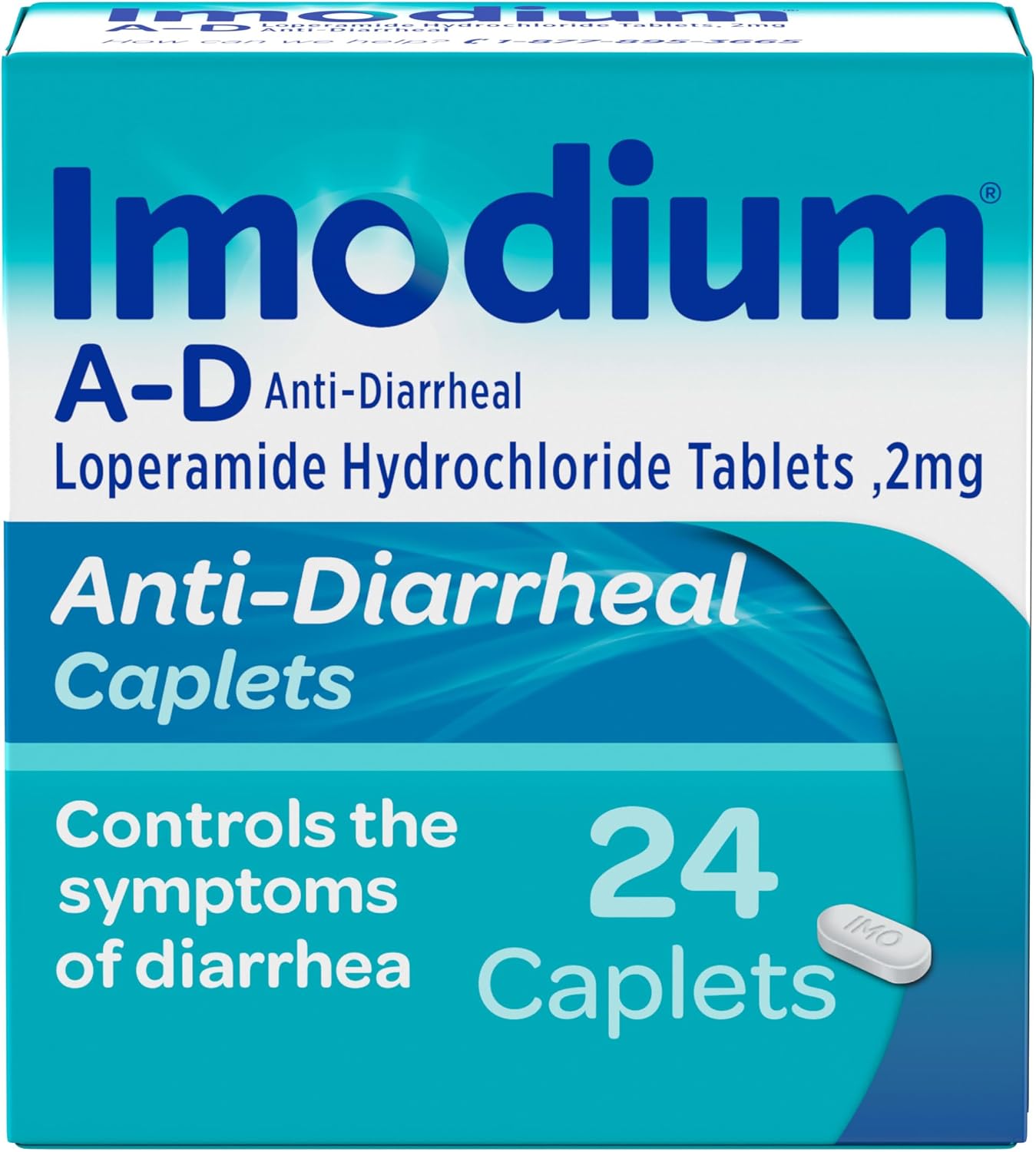 Imodium A-D Diarrhea Relief Caplets with Loperamide HCl, Anti-Diarrheal Medicine to Help Control Symptoms of Diarrhea Due to Acute, Travelers Diarrhea, HSAFSA Eligible, 24 ct