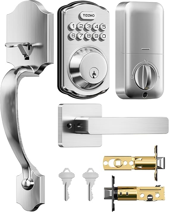 TEEHO TK001H Keyless Entry Door Lock Set for Front Door, Satin Nickel
