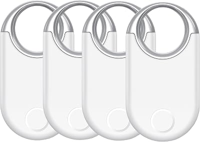 Air Tracker Tags 4 Pack, White - Bluetooth 5.3 Tracker and Item Finder Work with Apple Find My iOSiPadOSMacOS Only, Locate KeysLuggageBackpack and More, Replaceable CR2032 Coin Battery