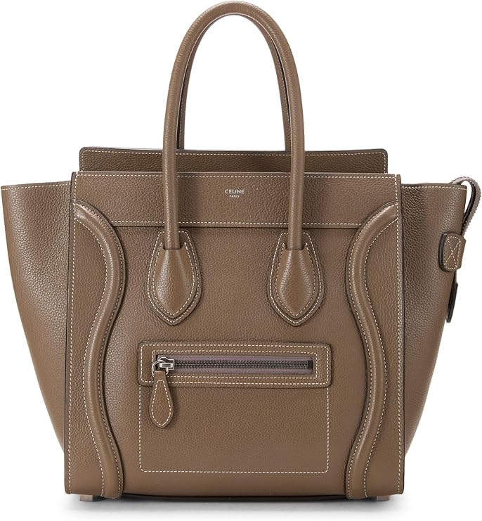 Celine, Pre-loved Grey Drummed Calfskin Luggage Micro, Grey