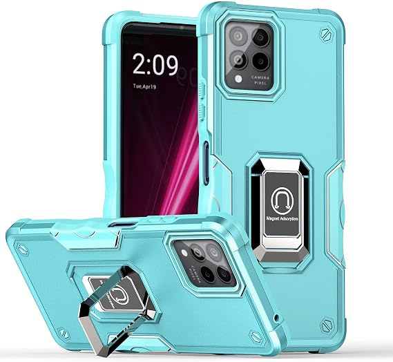 Heavy Duty Case Compatible with T-Mobile REVVL 6 Pro 5G Cover Silicone with Kickstand Dual-Layer Dropproof Shockproof T-Mobile REVVL 6 Pro 5G Case (Mint)