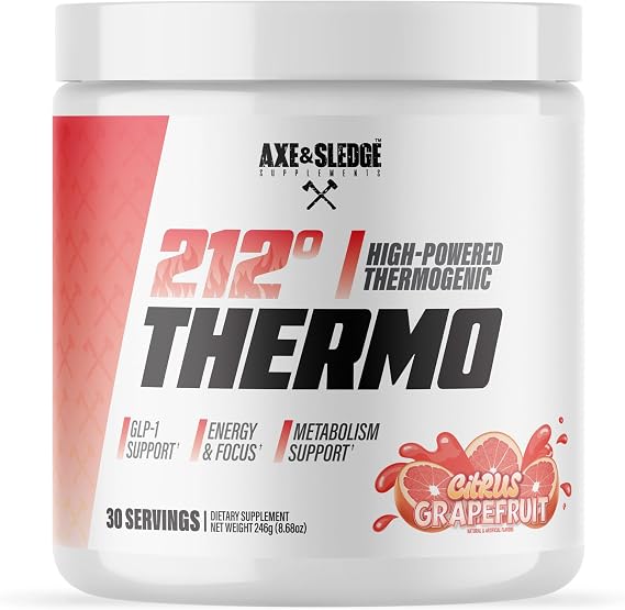 Axe & Sledge 212o Thermo Weight Management Powder | 200mg Caffeine | Energy, Focus, Appetite Control | Advanced Metabolism Booster | Men & Women | 30 Servings, Citrus Grapefruit