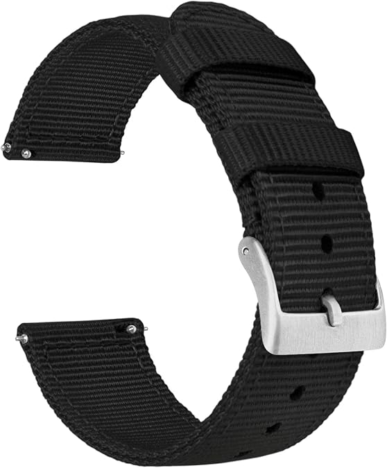 BARTON WATCH BANDS - Ballistic Nylon Two-piece NATO Style Straps - Choice of Color & Width (18mm, 20mm, 22mm)
