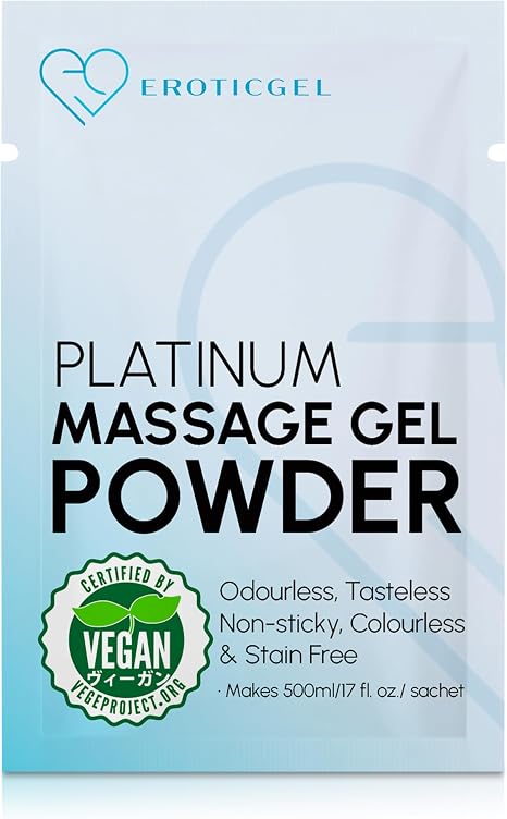 Premium Nuru Massage Gel Powder Platinum 5 g Single Sachet Neutral Base Massage Oil Alternative Travel Size Made in Japan Water-based Vegan Fragrance-Free Paraben Free Makes 500 ml