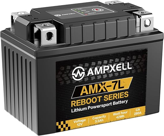 YTX7L-BS Lithium Motorcycle Battery Reboot Series 12V 280A with Smart BMS, Replacement Motorcycle, ATV, UTV, Scooter, Snowmobile, 4 Wheeler, Personal Watercrafts, Lawn Mower and Generator Battery