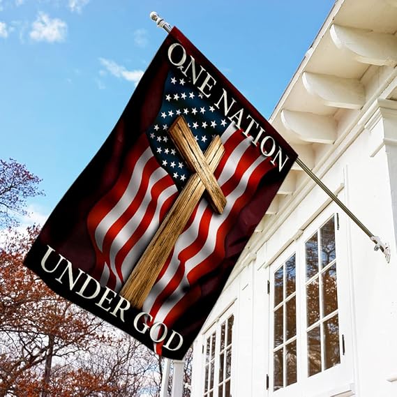 FLAGWIX American Christian One Nation Under God Flag, House Flags 30x40 | Fall Christmas Decorations for Home, Indoor Outdoor Porch Flag, Polyester Double-sided Yard Flags for outside, Fade Resistant