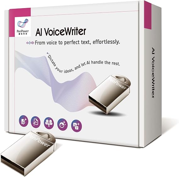 AI VoiceWriter Smart Dictation & AI Writing Assistant for Windows & Mac | USB Dongle & Mobile App for Voice Input, Proofreading, Rewriting & Multilingual Support