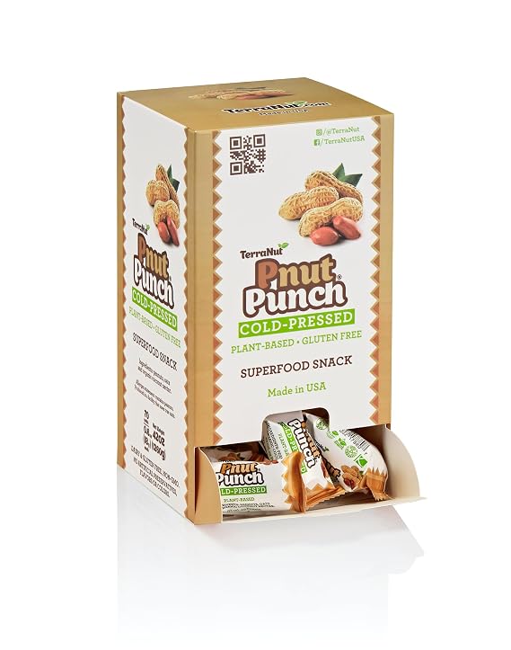 Terranut Pnut Punch Superfood Snack 70 Count Gravity Box - Cold Pressed - Plant Based - Gluten Free Superfood Snack - Peanut