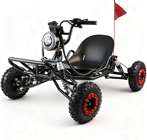 Drexo Electric Go Kart, 2100W Motor Go Kart for Adults & Kids with Premium Steel Tubular Frame, 3 Speed Off-Road Kart with 6'' Off-Road Tires with Hydraulic/Rear Disc Brake, 30MPH (Electric)