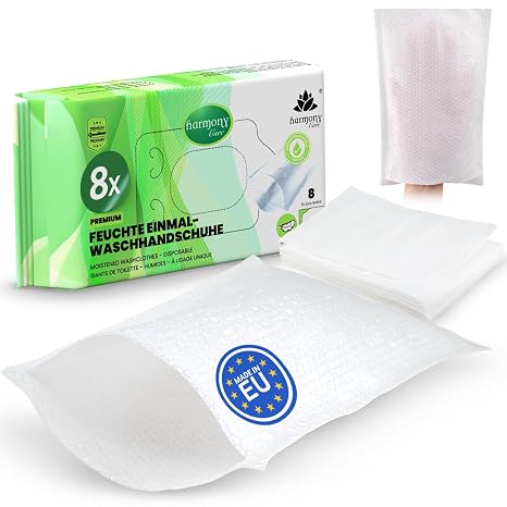 Harmony Care® - 8 x soft disposable wash mitts made of spunlace disposable washcloths for adult care and babies extra thick irritation-resistant washcloths disposable moist
