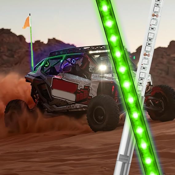 3ft LED Light Whip for UTV, LED Antenna,Green Light Antenna Whips