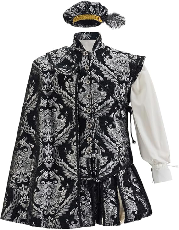 Willyacos Men's Tudor Elizabethan King Costume - Pants, Vest, Hat, Cape