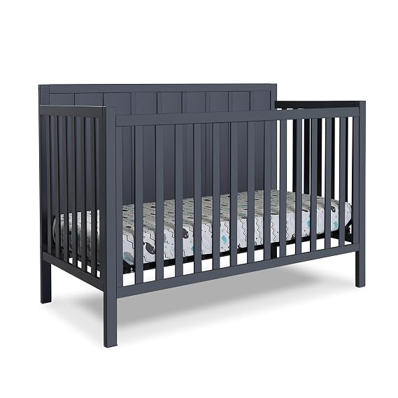Sorelle Furniture Essex Crib Classic 4-in-1 Convertible Crib, Made of Wood, Non-Toxic Finish, Wooden Baby Bed, Toddler Bed, Childs Daybed -Size Bed, Nursery Furniture-Midnight