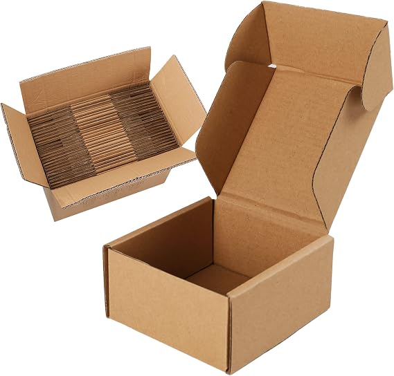 Brown Corrugated Cardboard Boxes - 4x4x2, 30 Pack Small Shipping Boxes for Mailing & Packaging