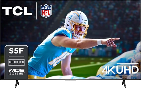 TCL 75-Inch Class S5 UHD 4K LED Smart TV with Fire TV (75S551F, 2024 Model), Dolby Vision and Atmos, HDR PRO+, Alexa Built-in with Voice Remote, Apple AirPlay 2 Compatibility, Streaming Television