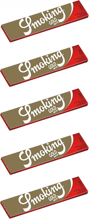 Smoking Rolling Papers Gold King Size (109mm) Ultra Thin (5 Booklets)