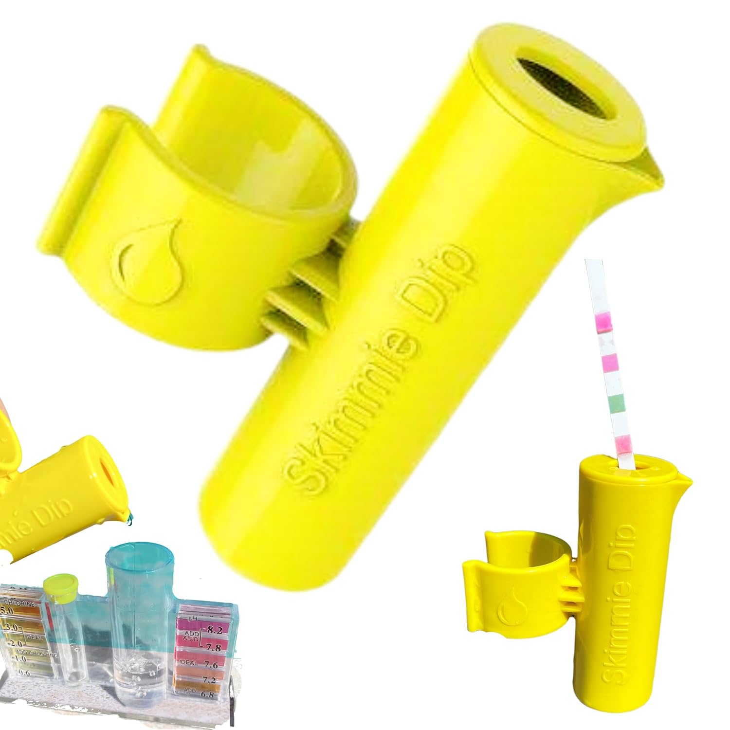 The Skimmie Dip - The Convenient Pool Water Testing Attachment for The Skimmie Pole or Standard Size Pool Pole - Easy and Efficient Water Sample Collection and Testing