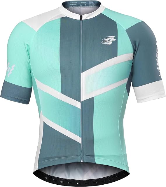 LAMEDA Men's Cycling Jersey Breathable Lightweight Short Sleeve Elastic Pro Road Bike Shirt Full Zip