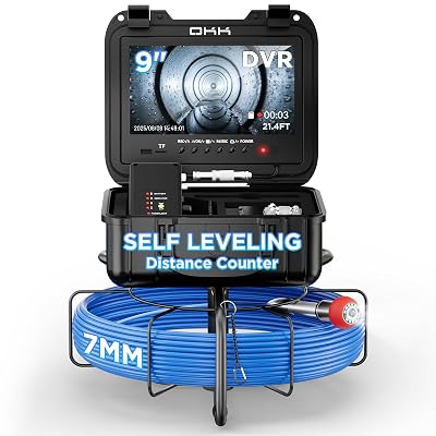 Sewer Camera, Self-Leveling Drain Camera with 7mm Thicker Cable, 100ft30M Range, 9 1080P HD Monitor, IP68 Waterproof for Pipe Inspection, DVR Snake Cam with Distance Counter & 32GB Card