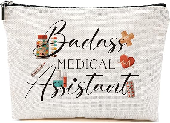 Blue Leaves Nurse Makeup Bag Medical Assistant Gifts for Women Cosmetic Bag