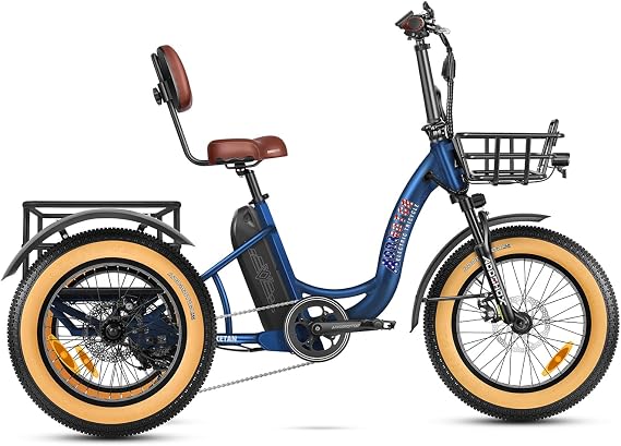 ADDMOTOR TRIKETAN M-330 Electric Trike for Adults, UL2849 Certified, 750W Rear Motor Electric Tricycle, 48V 20Ah 85MI, Fat Tire E-Tike for Seniors with Parking Brake & Differential