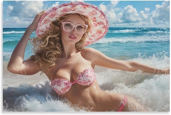 Bikini Beauty 3D Wall Décor Canvas Sexy Women Wall Art Print Ready to Hang Canvas Print - Delicate Photograph - Modern Art 16x24inch(40x60cm)