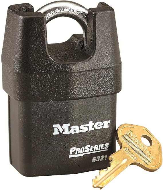 MASTER LOCK Heavy Duty Weatherproof Padlock [Closed Shackle] [Key] [Outdoor] 6321EURD – for Transportation and Industrial Applications
