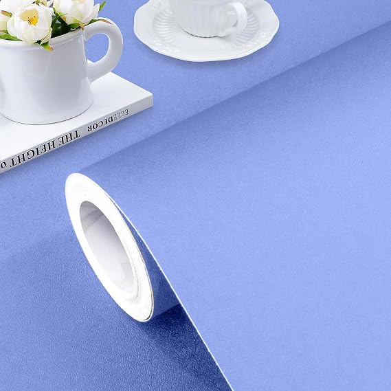 Jeweluck Light Blue Peel and Stick Wallpaper - 15.7"x118.1" Sky Blue Contact Paper, Removable Matte Pure Self-Adhesive Vinyl for Cabinets & Bedroom