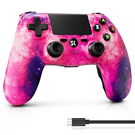 ISHAKO Controller for PS4, Wireless Controller Pink for Sony PlayStation 4/Slim/Pro, Remote Control with Double Vibration/6-Axis Motion Sensor/Speaker/3.5mm Audio Jack/Touch Pad/800mAh Battery