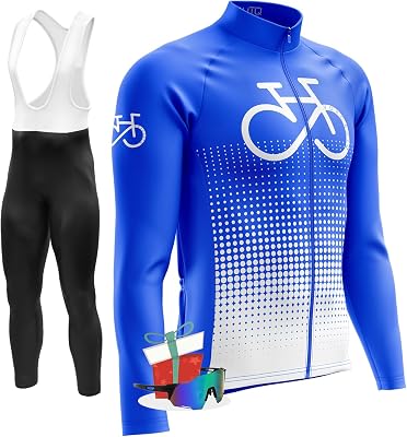 Mens Winter Cycling Jersey Sets,Long Sleeve Fleece Thermal Bike Jacket,Cold Weather,Full zip Biking Bicycle Shirt TypB-12,S