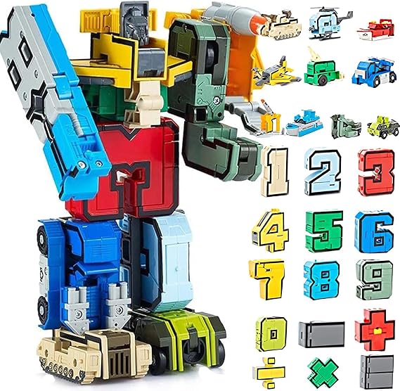 Number Transforming Toys 15 PCS Number Robot for Boys Girls 3-10 Years Old