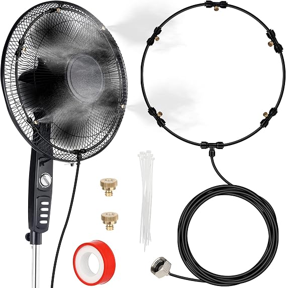 SUNHE YHK Outdoor Fan Misting Kit, Patio Cooling System, 19.36FT