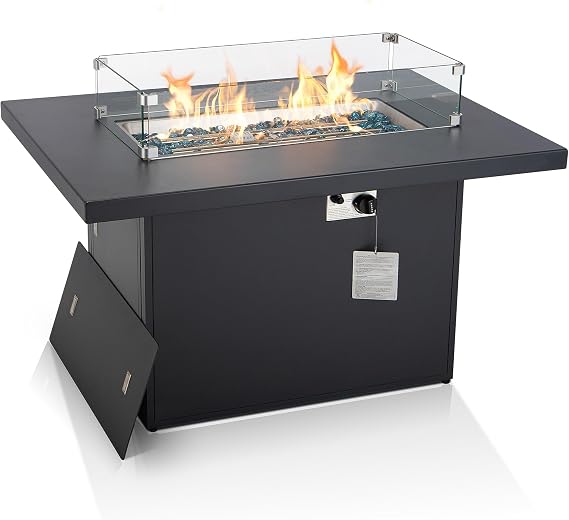 BULEXYARD 43" Aluminum Propane Gas Fire Pit Table, 60000 BTU Outdoor Patio